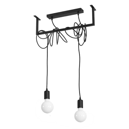 Kroonluchter minimalistische zwart 2 lampen – Modèle Valenciae