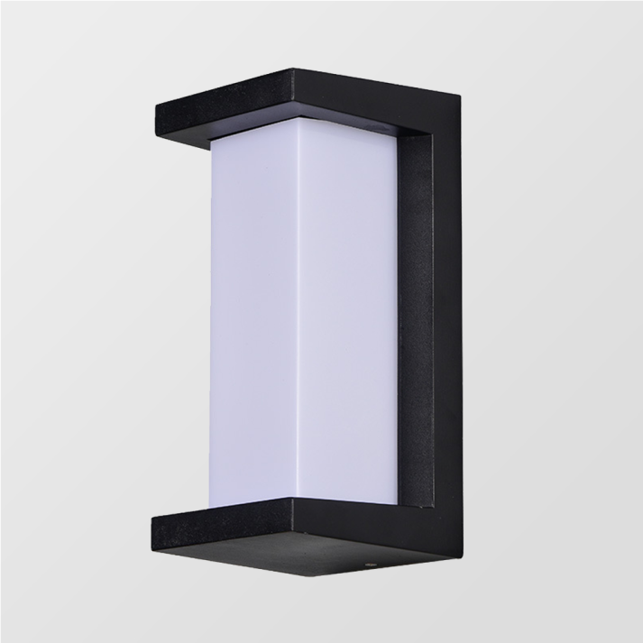 Applique murale extérieure en métal noir et verre blanc – Novalise