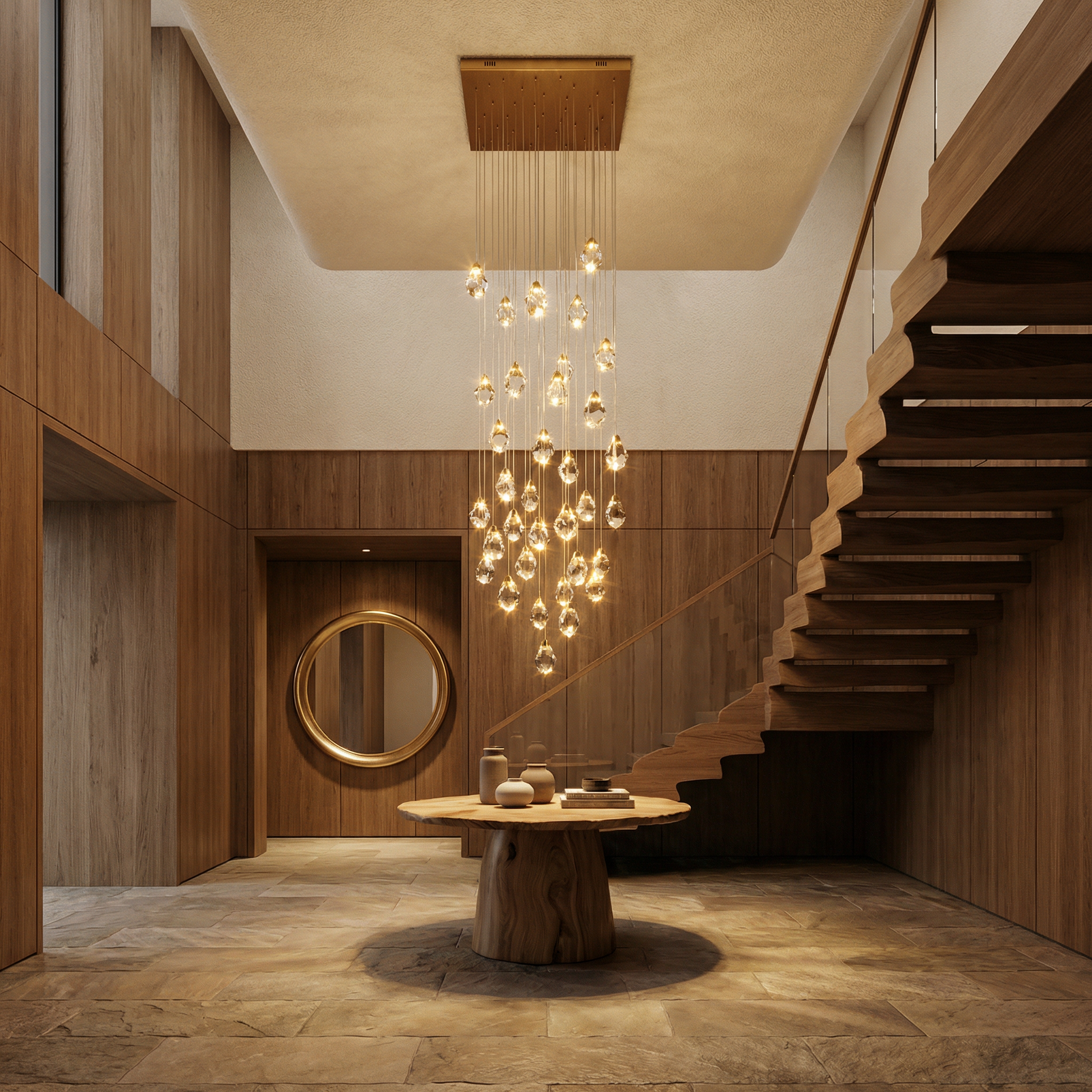 Elegante hanglamp met luxe kristallen en warme halo – Zénith