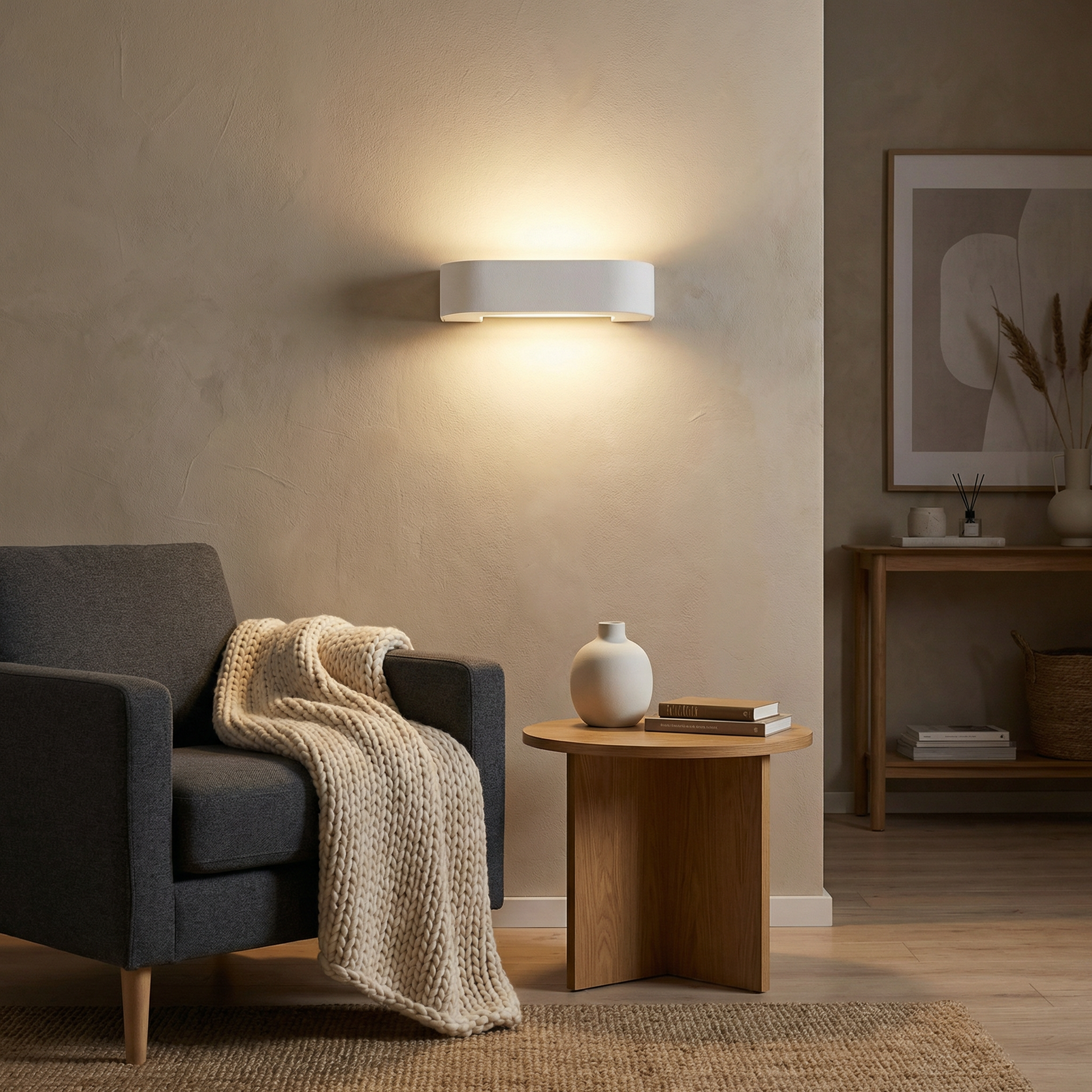 Moderne Witte Keramische Wandlamp – Orphéane