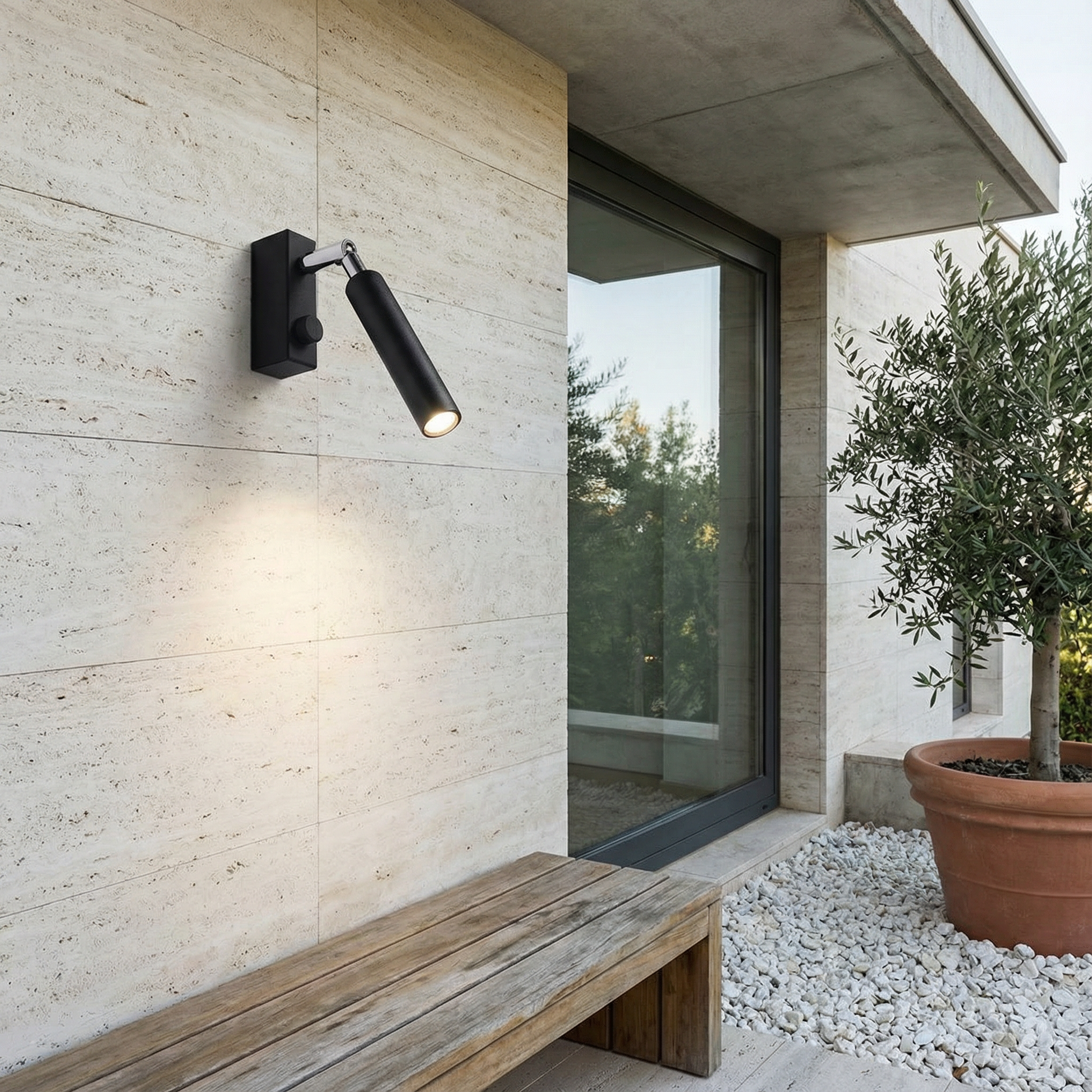 Moderne verstelbare zwarte buiswandlamp – Norythra