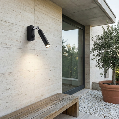 Moderne verstelbare zwarte buiswandlamp – Norythra