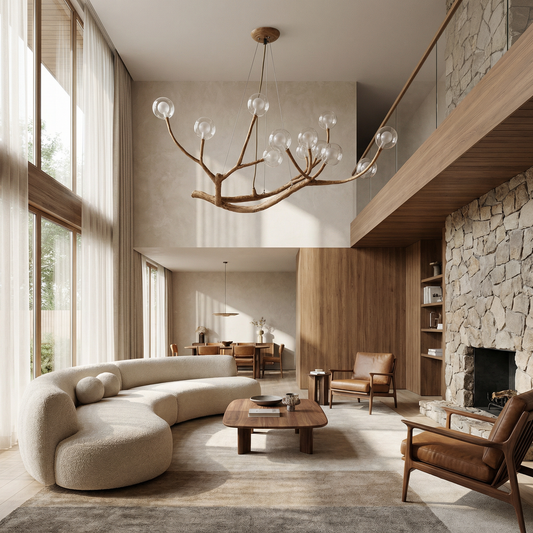 Modern Trendy Plafondlicht met Amber Glas – Haloa