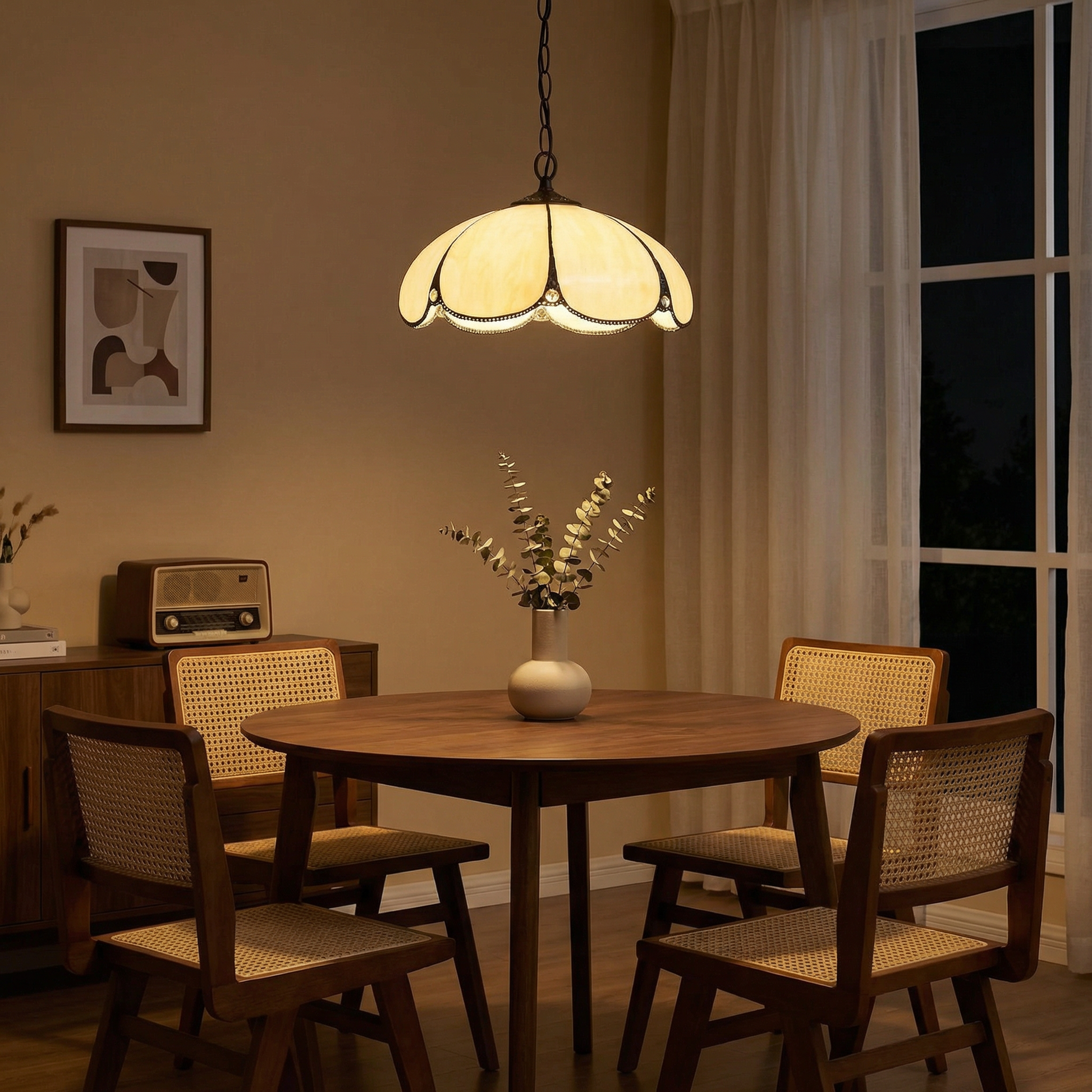 Tiffany-Hanglamp Goudachtig Amber Glas – Aurélise