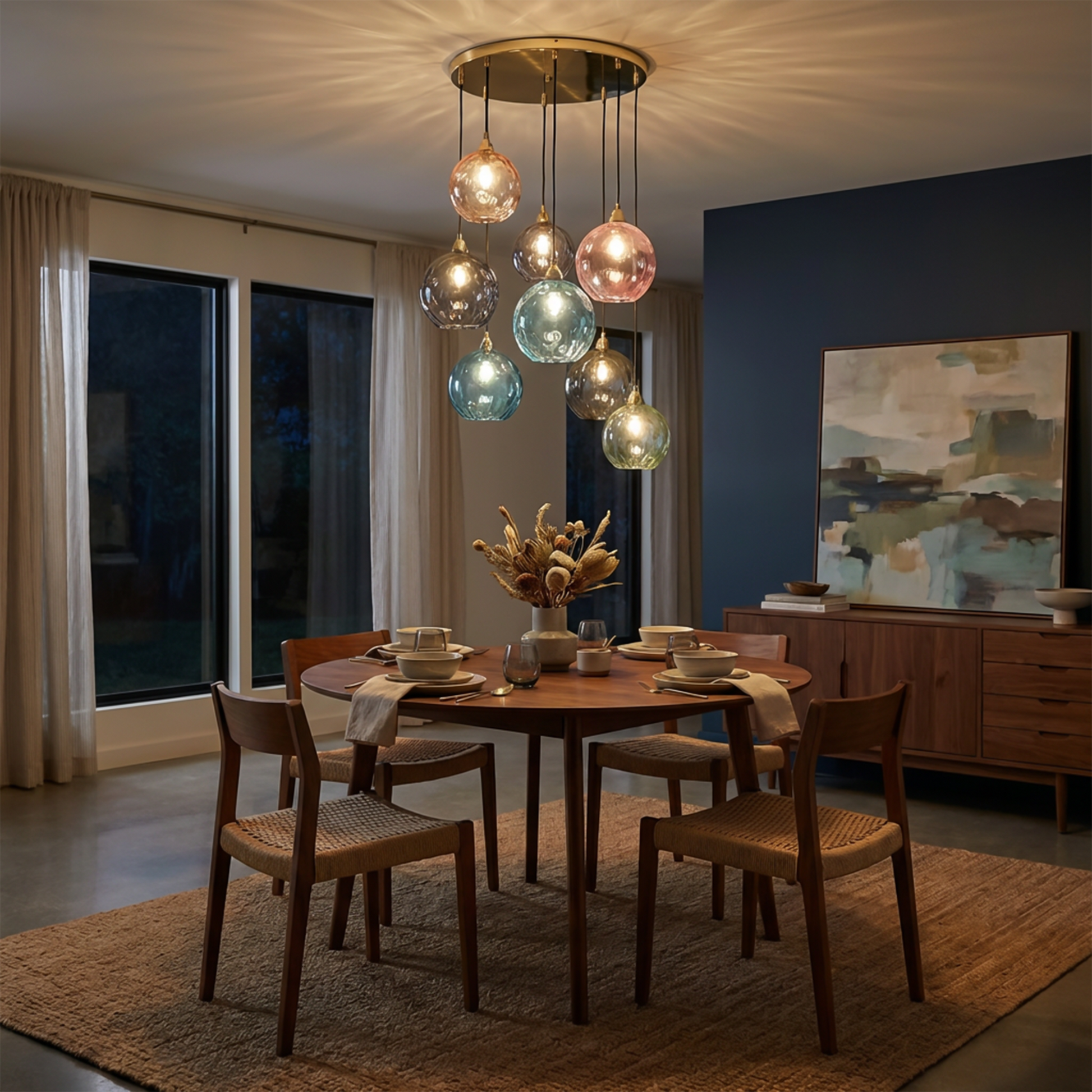 Colored Glass Suspension Joyful and Modern Ambiance – Célestro