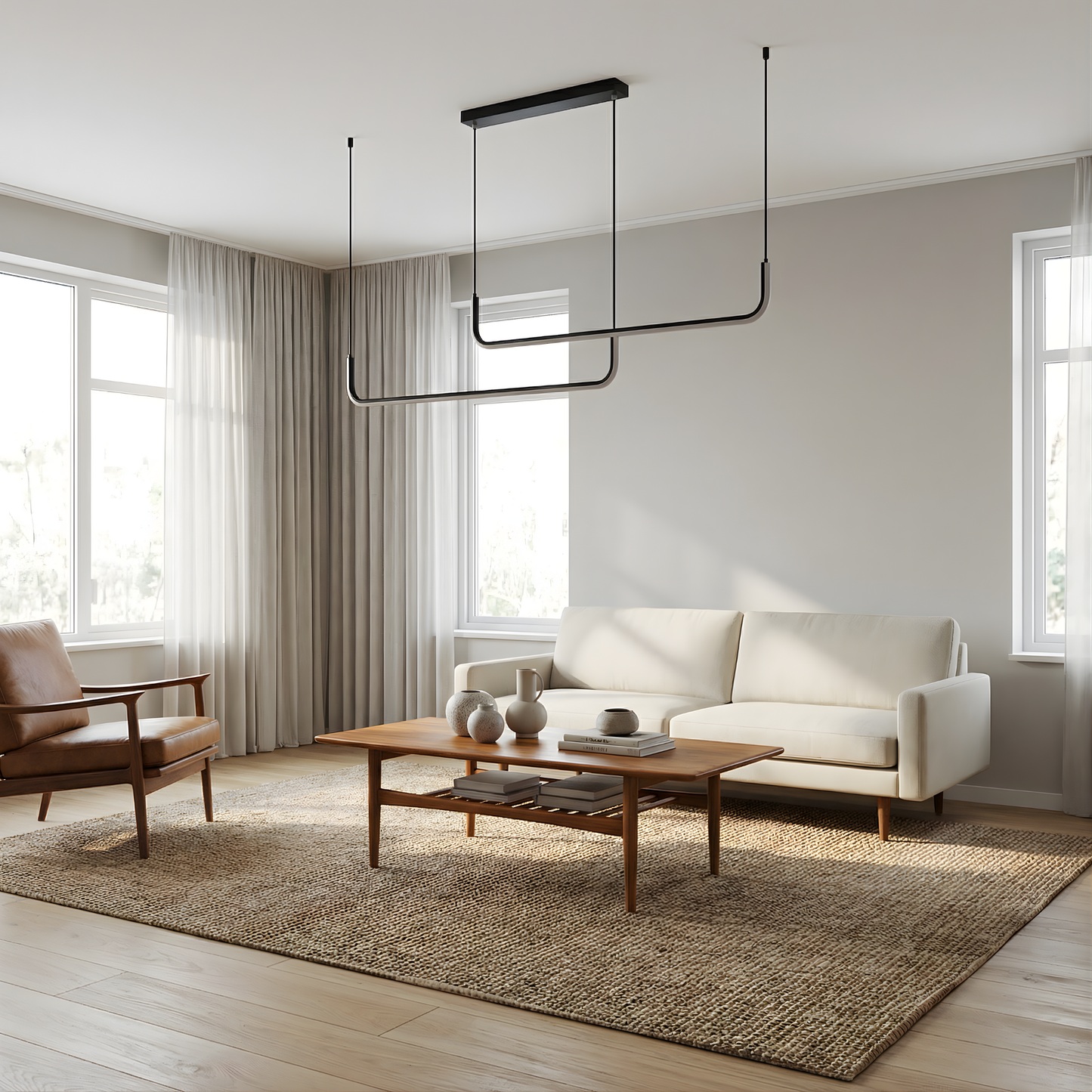 Moderne LED Hanglamp Zwart en Goud voor Woonkamer – Thalion