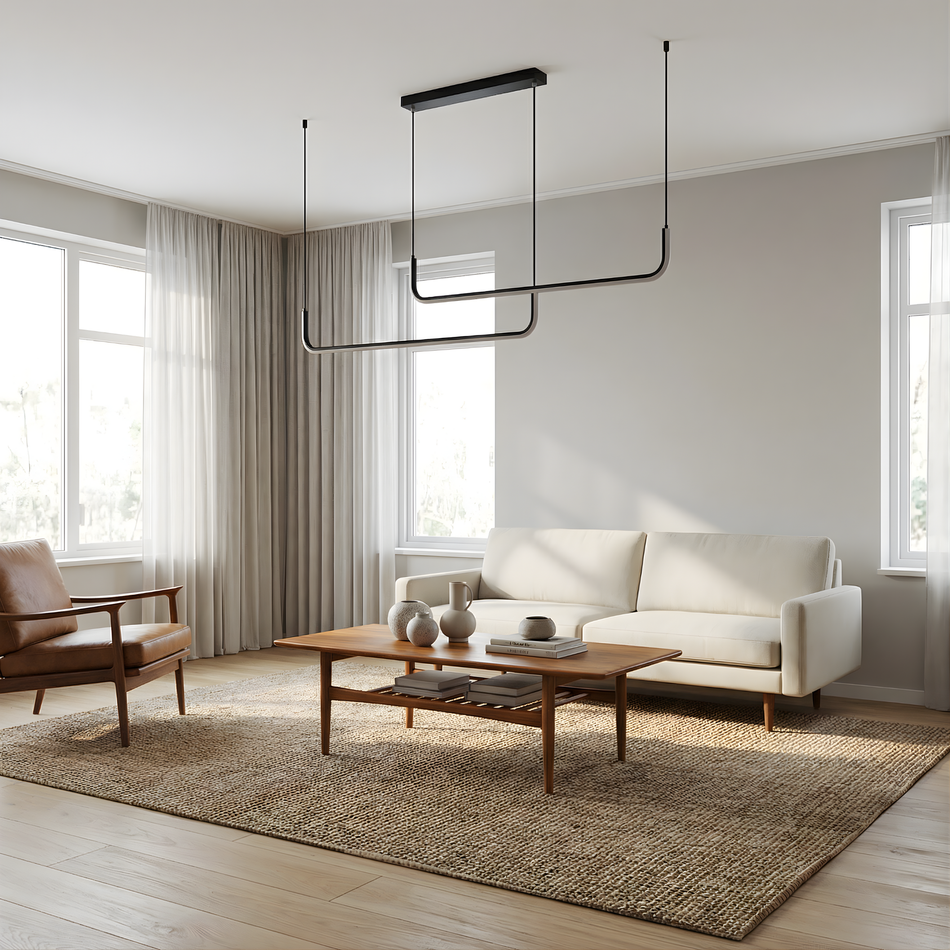 Moderne LED Hanglamp Zwart en Goud voor Woonkamer – Thalion