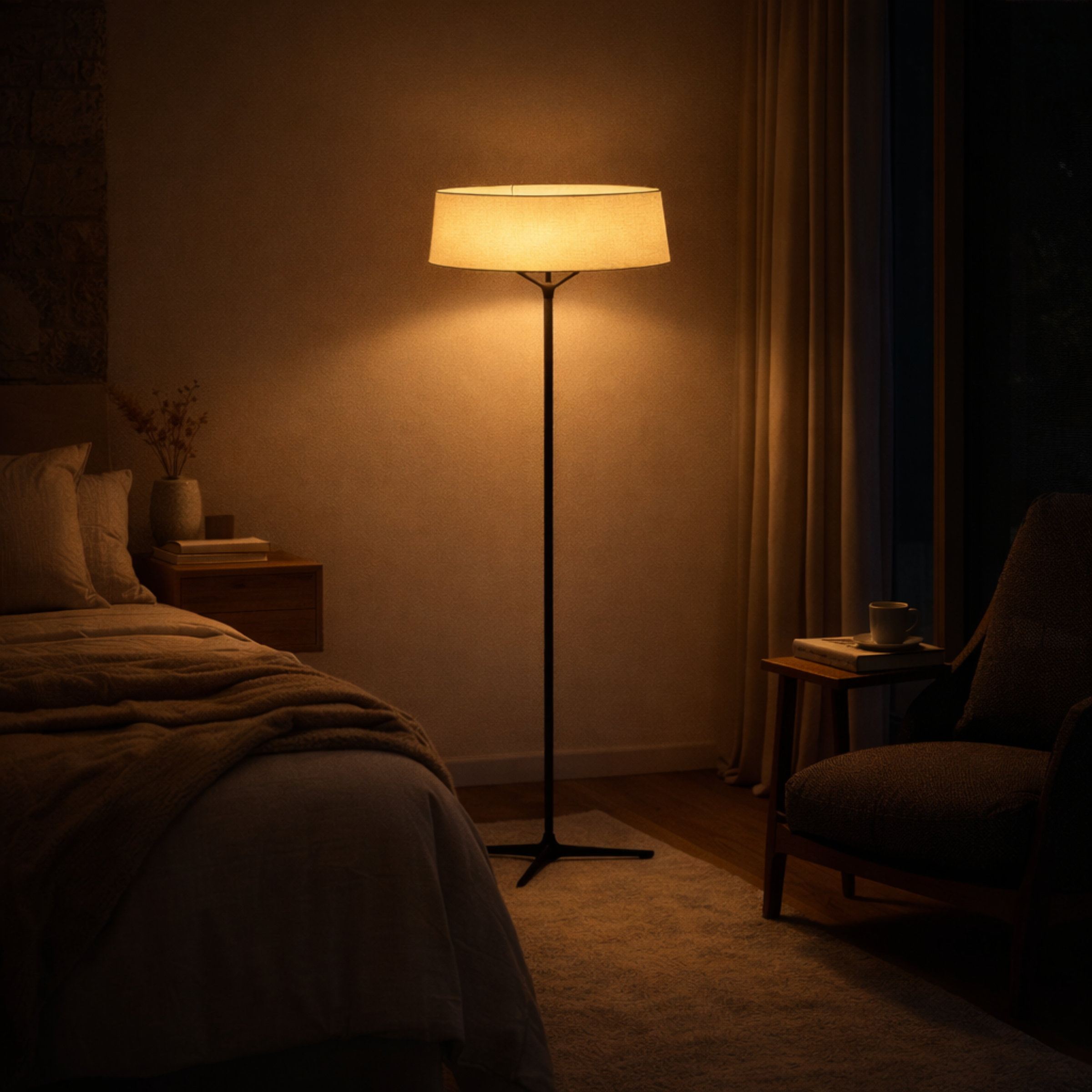 Moderne staande lamp in nordisch stof voor woonkamer – Armoniev