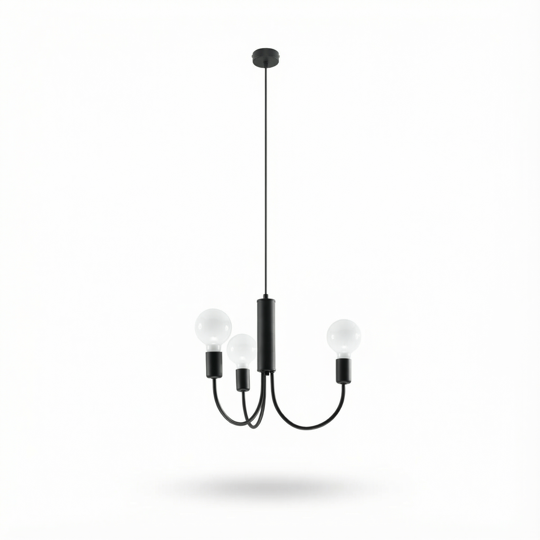 Minimalistische zwarte kroonluchter 3 lampen – model Orfanys