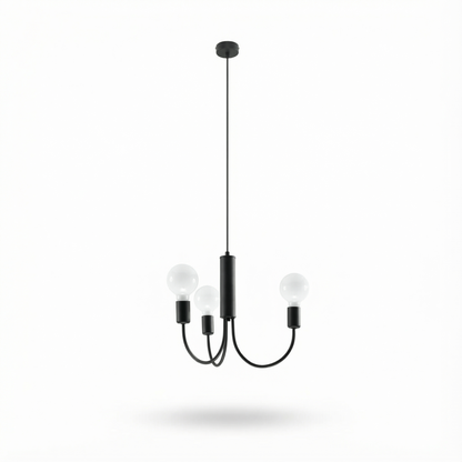 Minimalistische zwarte kroonluchter 3 lampen – model Orfanys