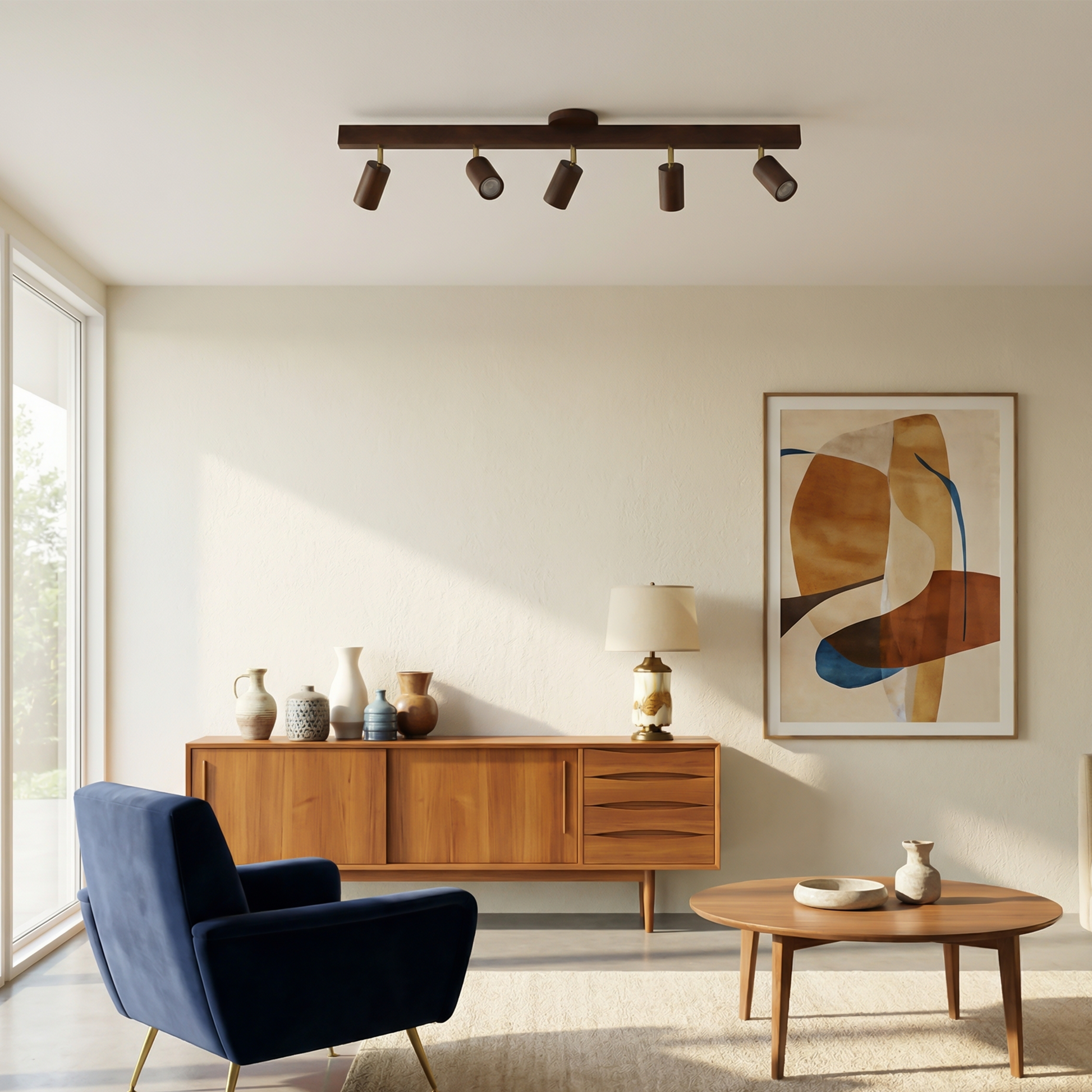 Plafondlamp Oppervlak Licht Hout met Richtinggevende Spot – Velmira