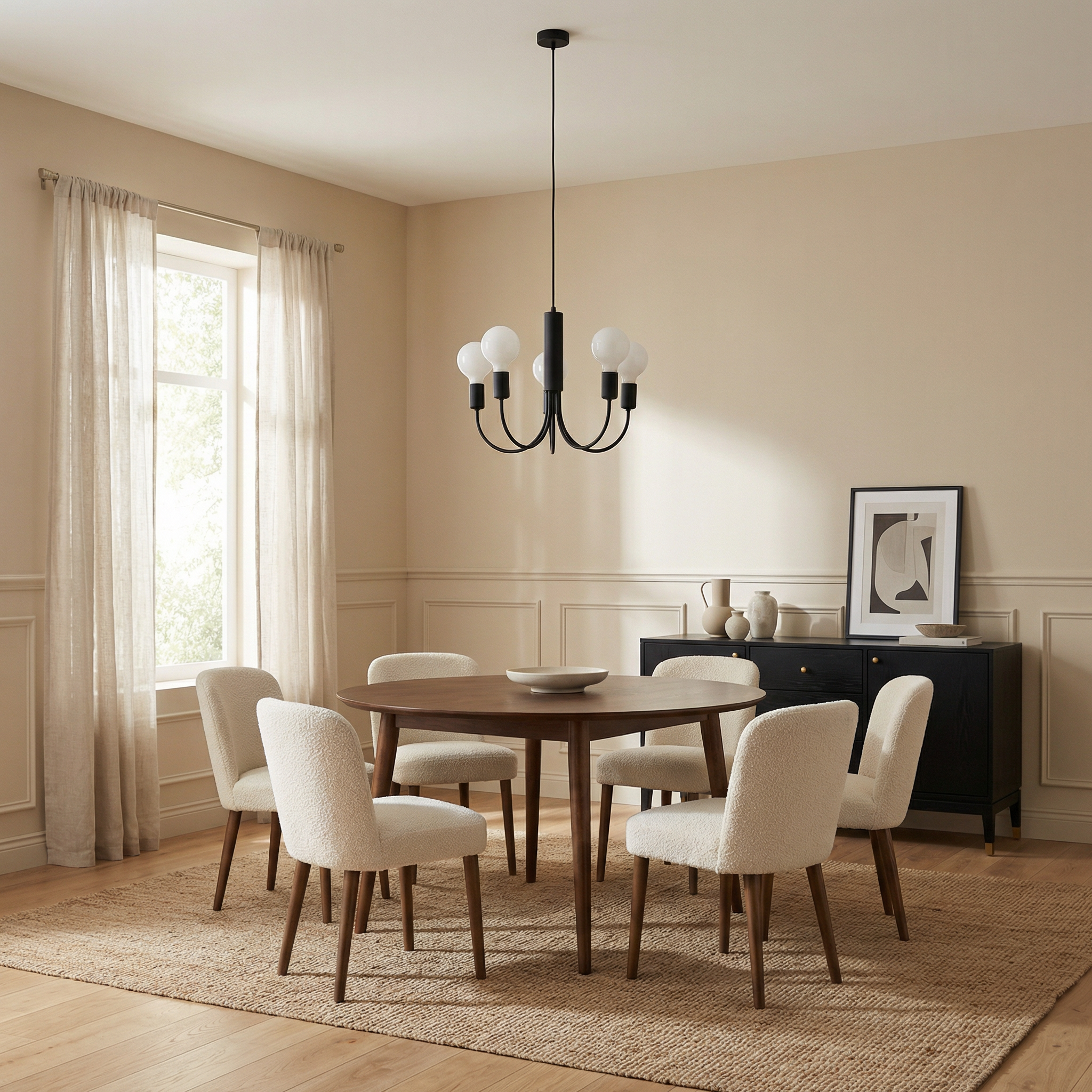 Minimalistische Zwarte Kroonluchter 5 Lampen – Model Orfeyra