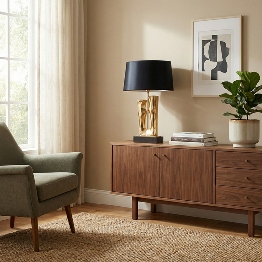 Lamp Visueel Comfort Afwerking Goud & Zwart Elegant en Sculpturaal – Stellan