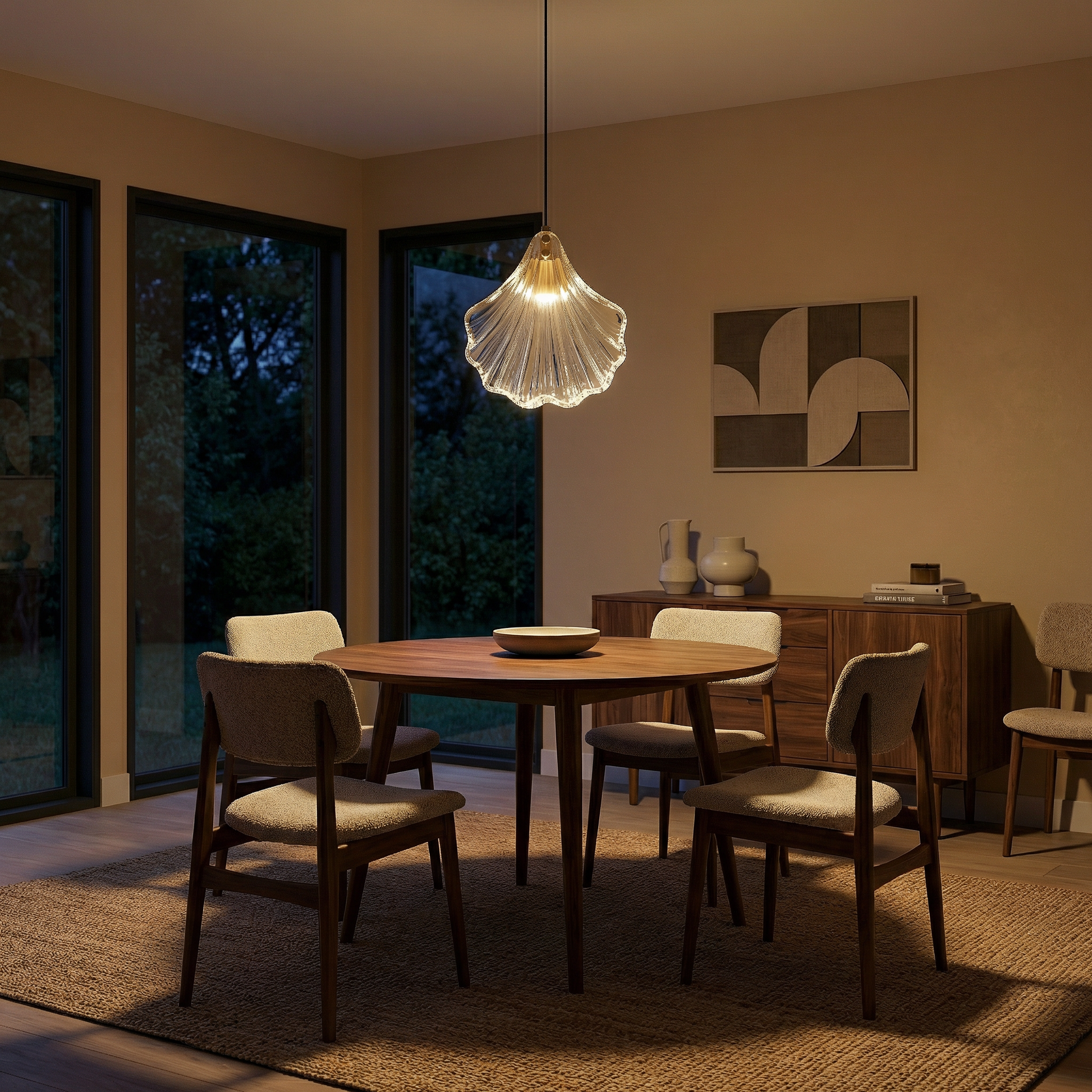 Modern glas- en metalen hanglamp voor slaapkamer – Orneli