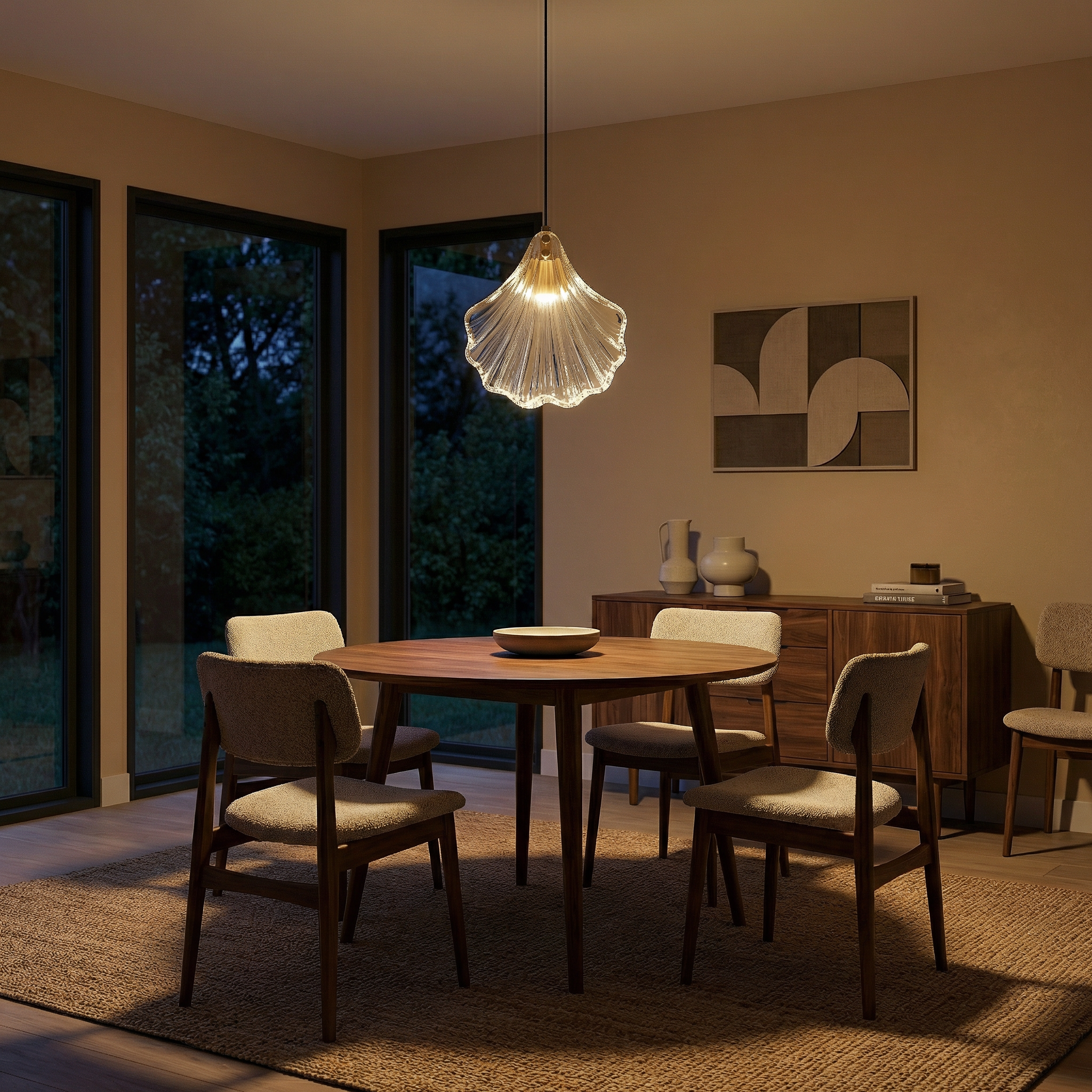 Modern glas- en metalen hanglamp voor slaapkamer – Orneli