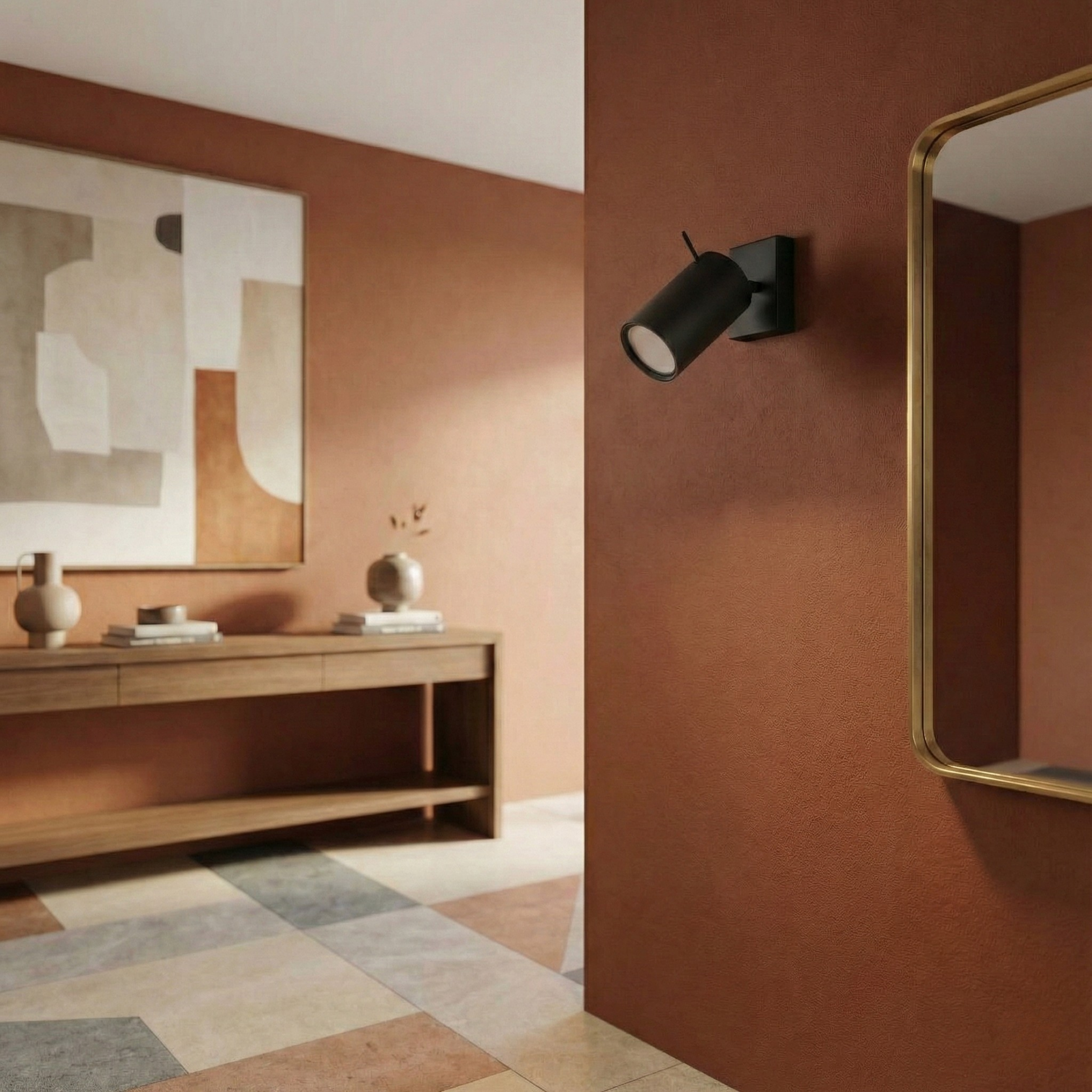 Zwarte minimalistische verstelbare wandlamp – Model Eryndra