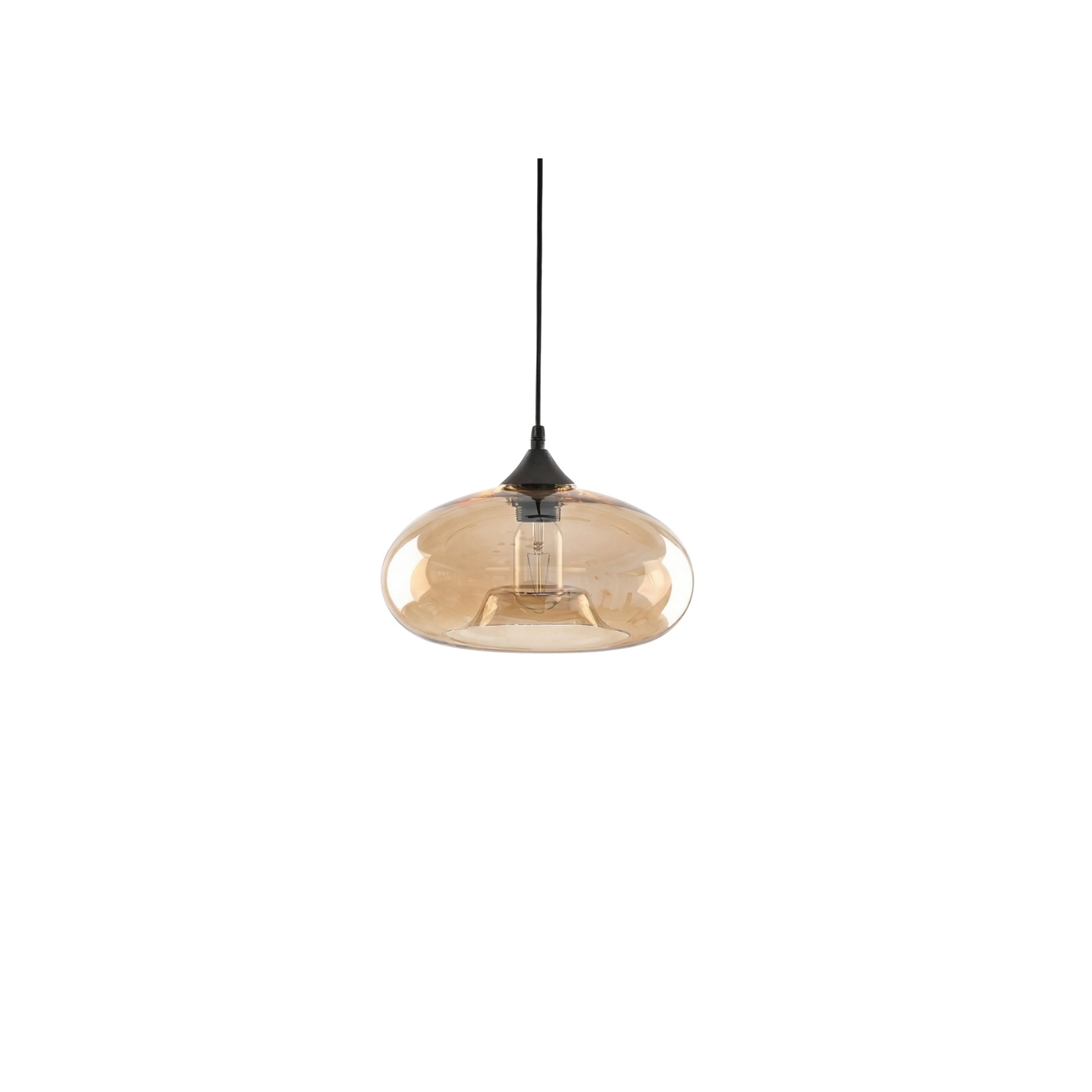Hanglamp met ruimtelijk design en amberkleurig glas – Stella