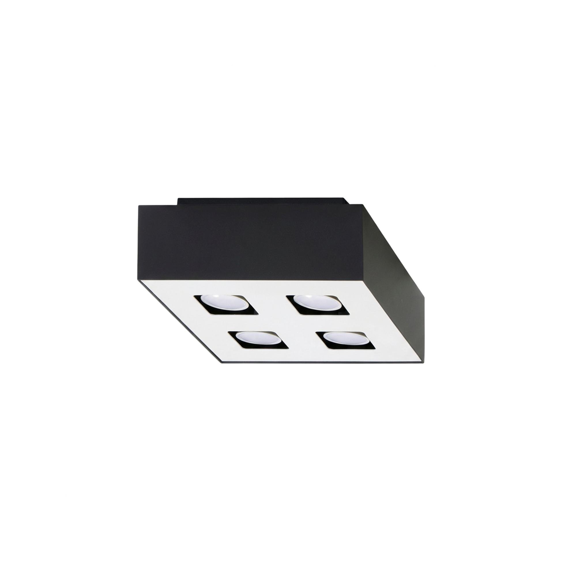 Plafonnier carré noir minimaliste 4 spots – Orphéon