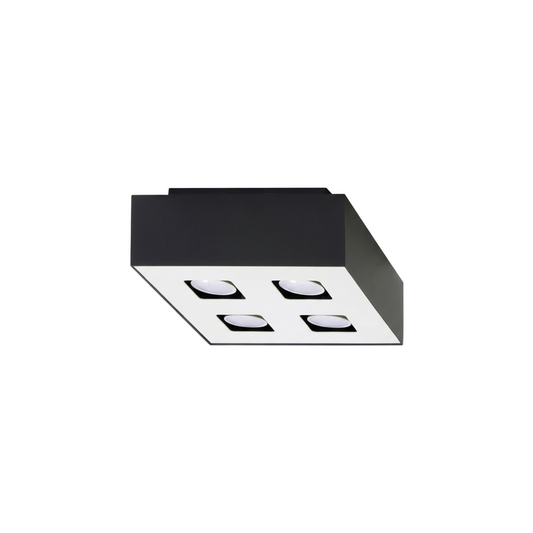 Plafonnier carré noir minimaliste 4 spots – Orphéon