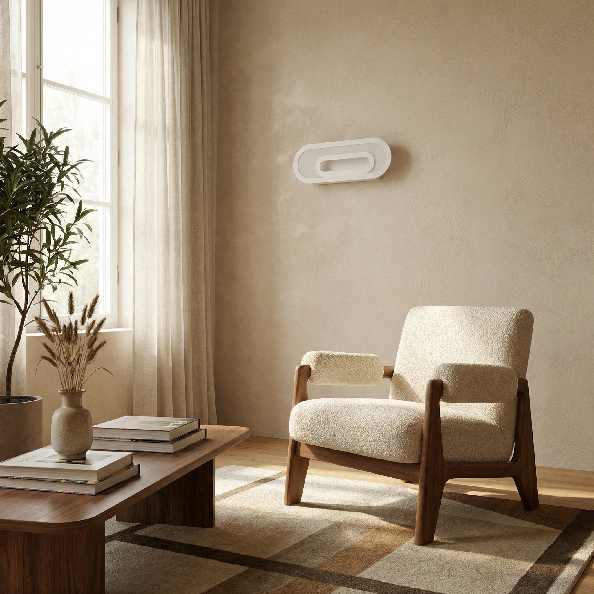 Applique murale blanche minimaliste salon – Modèle Arvenia