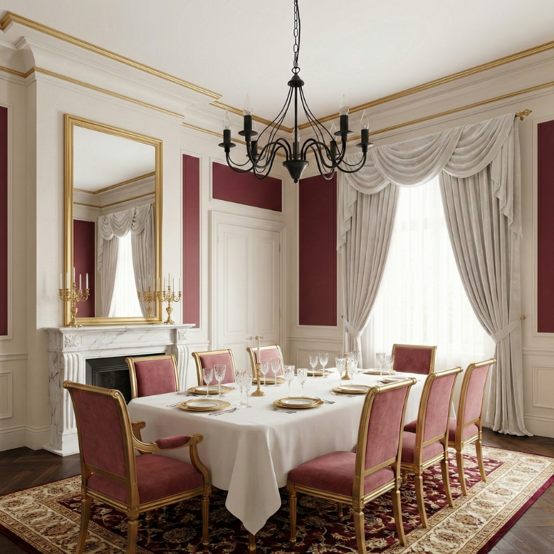 Zwarte Kandelaberkroon met 5 Vlammen Woonkamer – Élaris Model