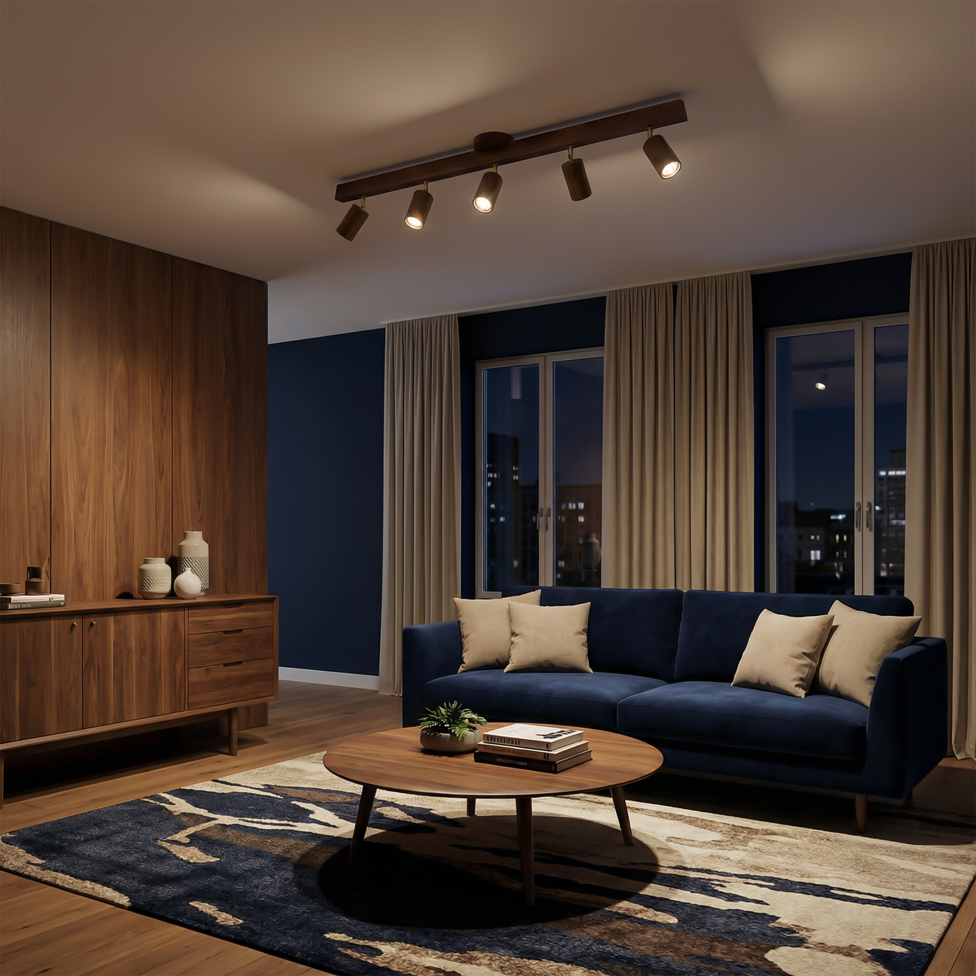 Plafondlamp Oppervlak Licht Hout met Richtinggevende Spot – Velmira