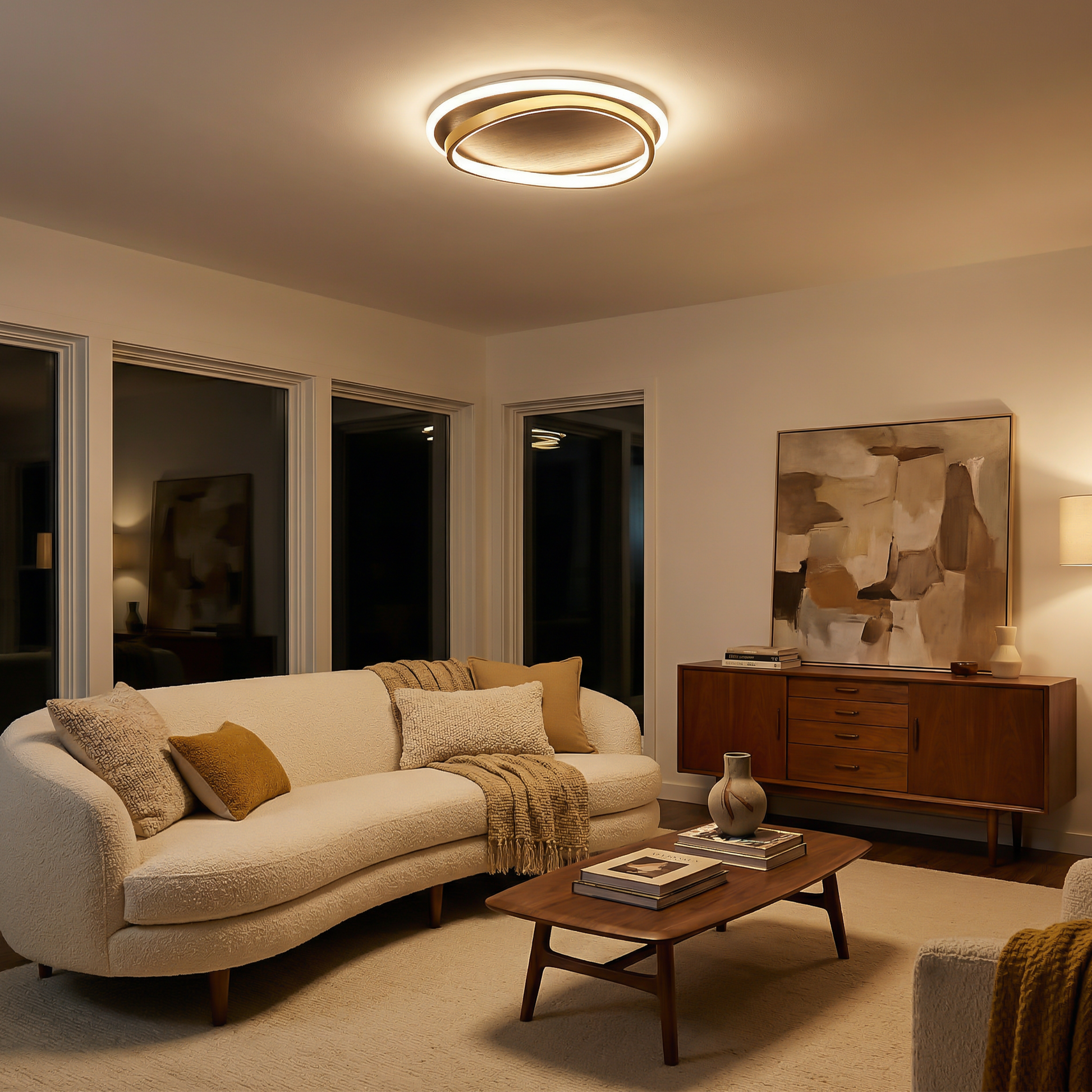 Plafondlamp LED in notenhout voor slaapkamer – Ciralu