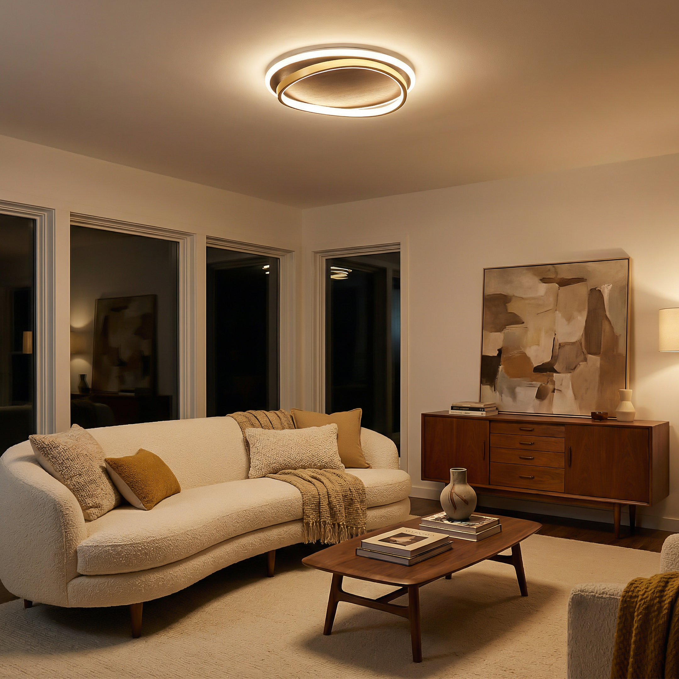 Plafondlamp LED in notenhout voor slaapkamer – Ciralu