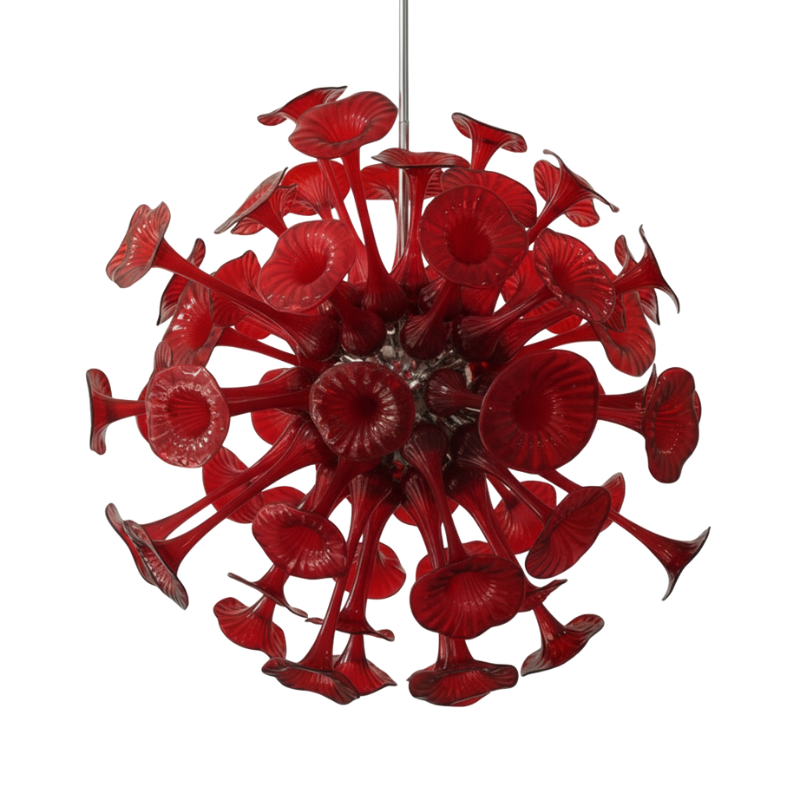 Kroonluchter Rood Geblazen Glas – Spherelumia