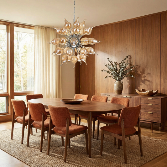 Kroonluchter Bruin Geblazen Glas Sputnik Stijl – Orbistar