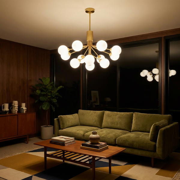 Lustre Moderne en Fer avec Verre Givré pour Salon – Orielis