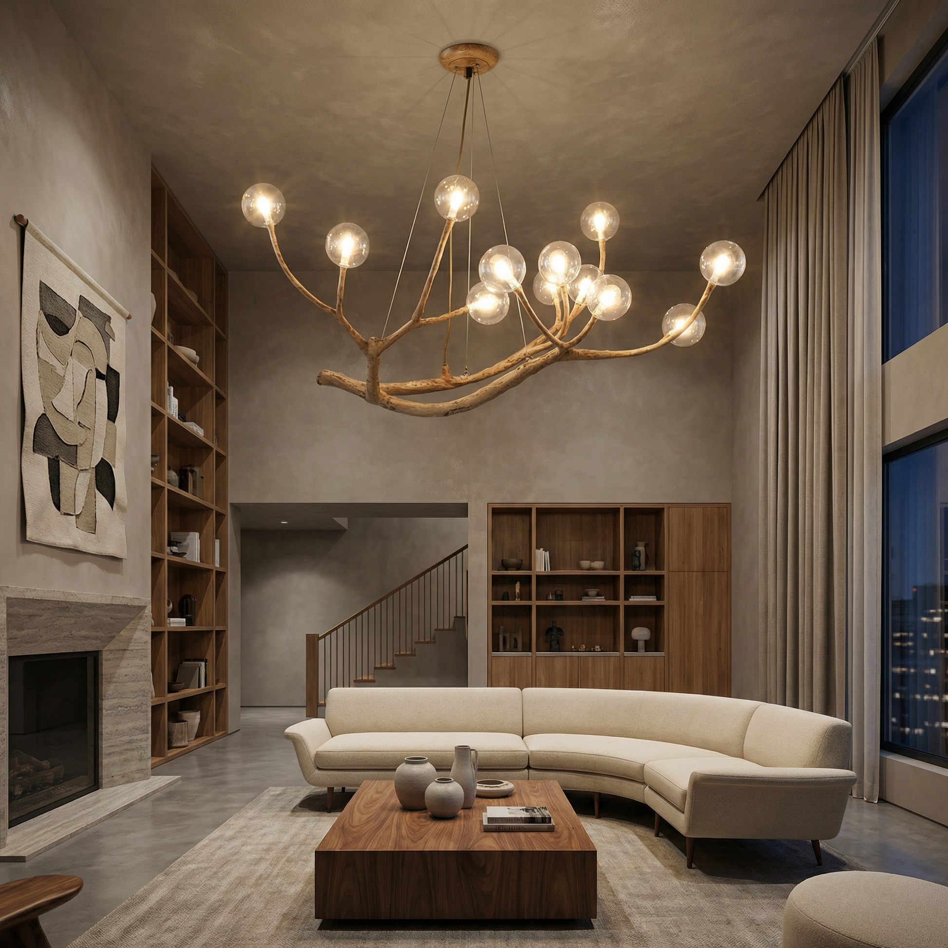 Modern Trendy Plafondlicht met Amber Glas – Haloa