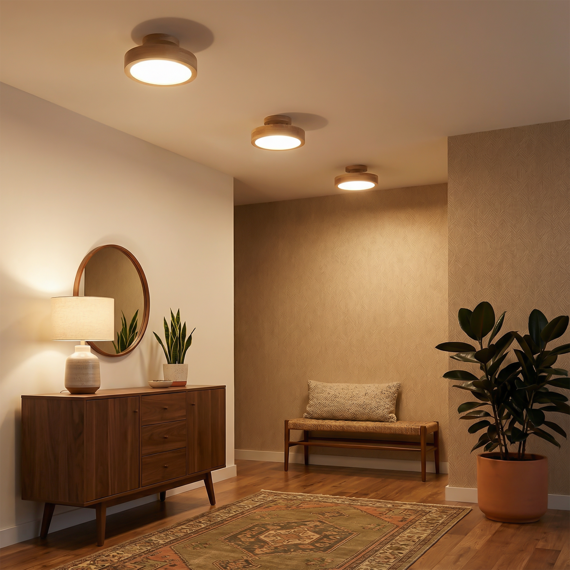 Plafondlamp Scandinavisch Hout voor Gang – Arborise