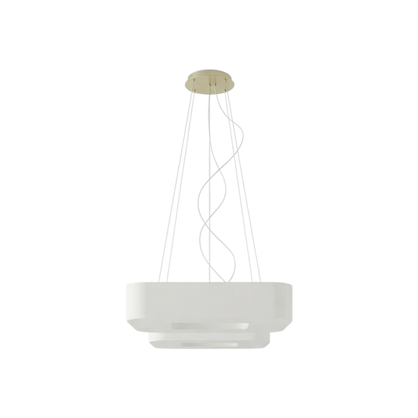 Lustre carré tissu blanc salon – Modèle Orphéale