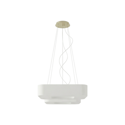 Vierkante Kroonluchter Wit Textiel Woonkamer – Model Orphéale