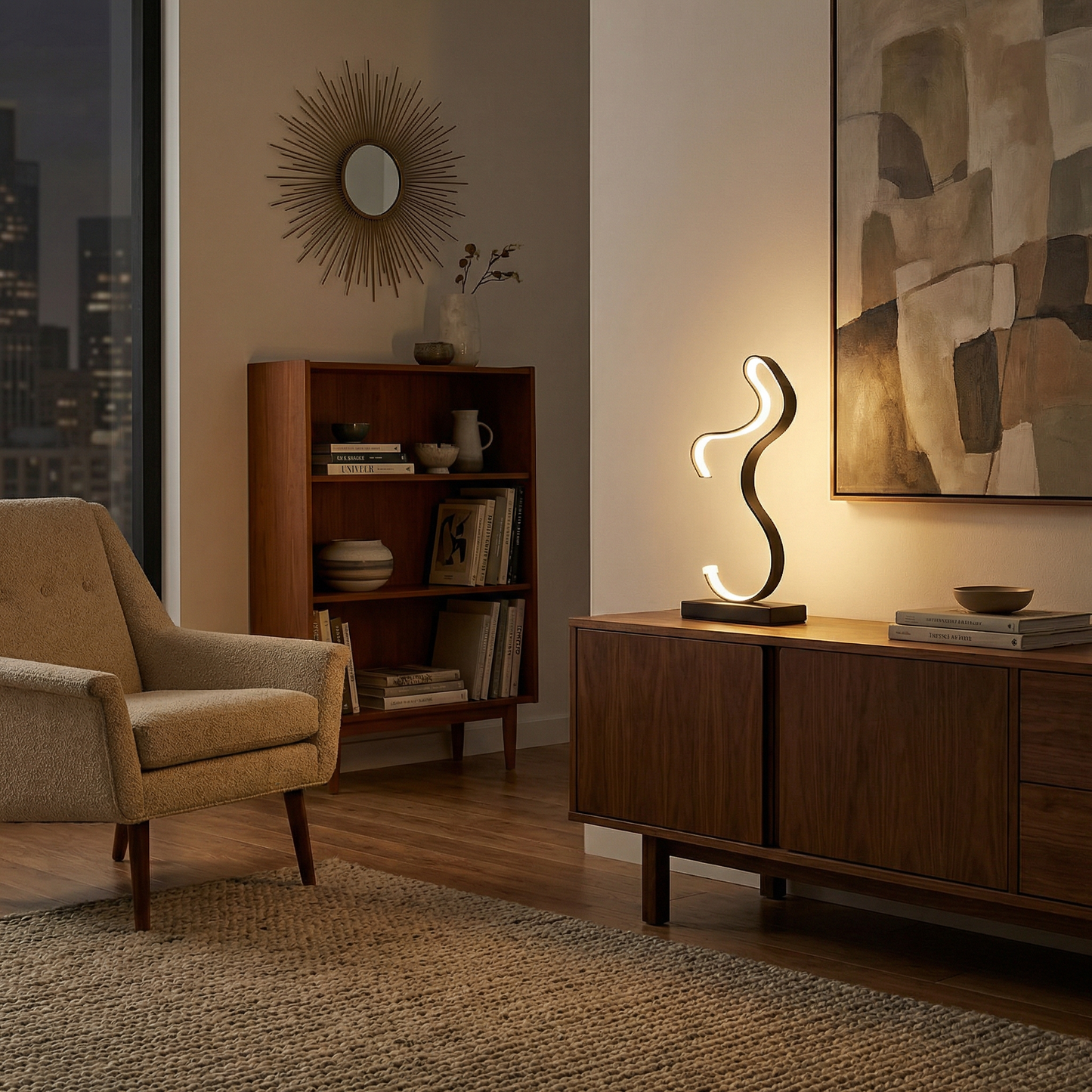 Nachtlamp Art Deco in Staal en Acryl – Nocturnelle