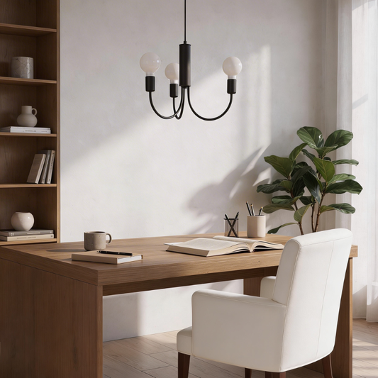 Minimalistische zwarte kroonluchter 3 lampen – model Orfanys