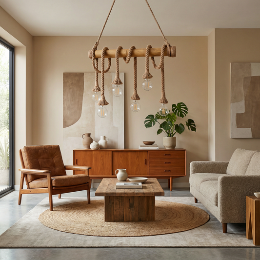 Natuur & Industriële Hanglamp Bamboe Touw Authentiek – Volya