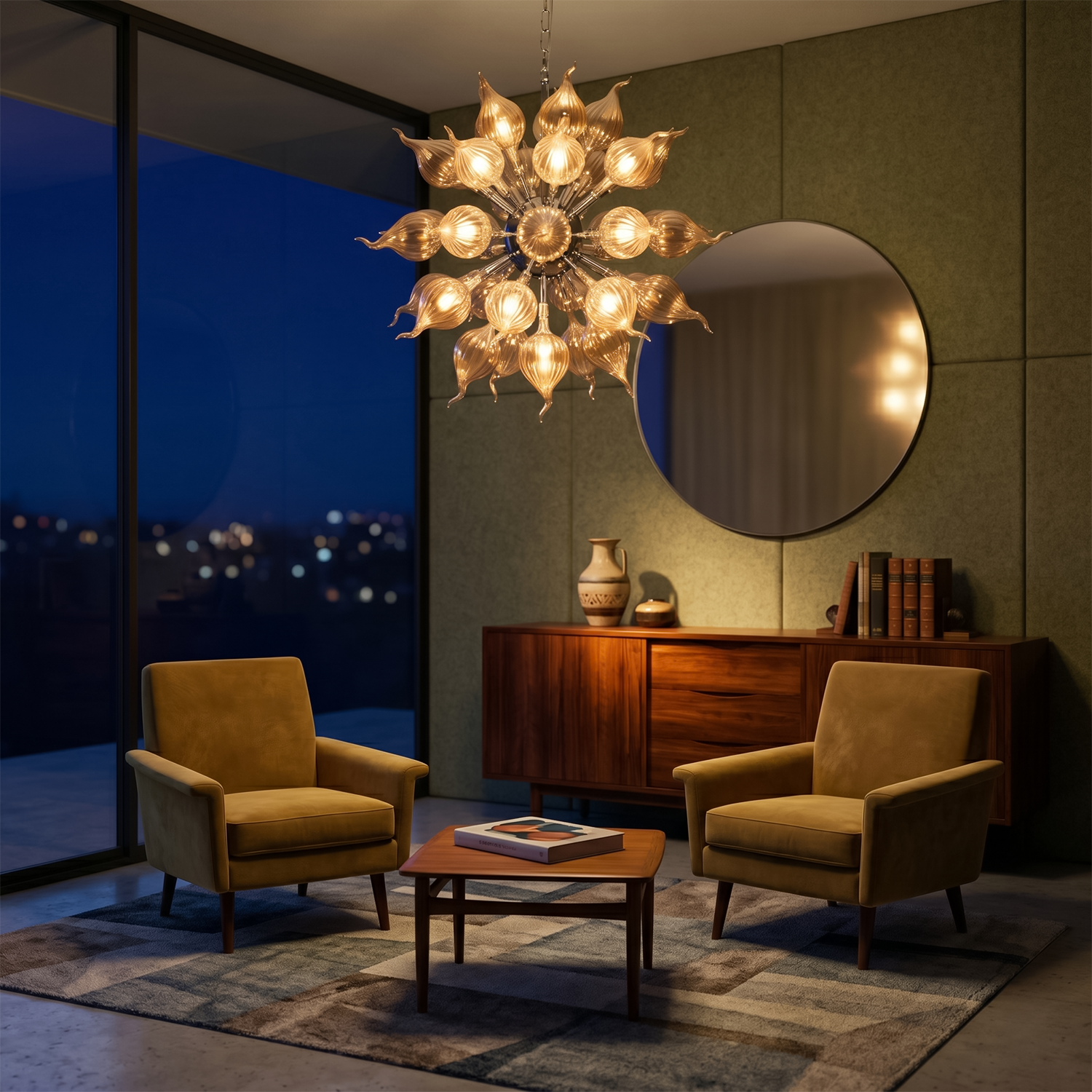 Lustre en verre soufflé marron style Sputnik – Orbistar