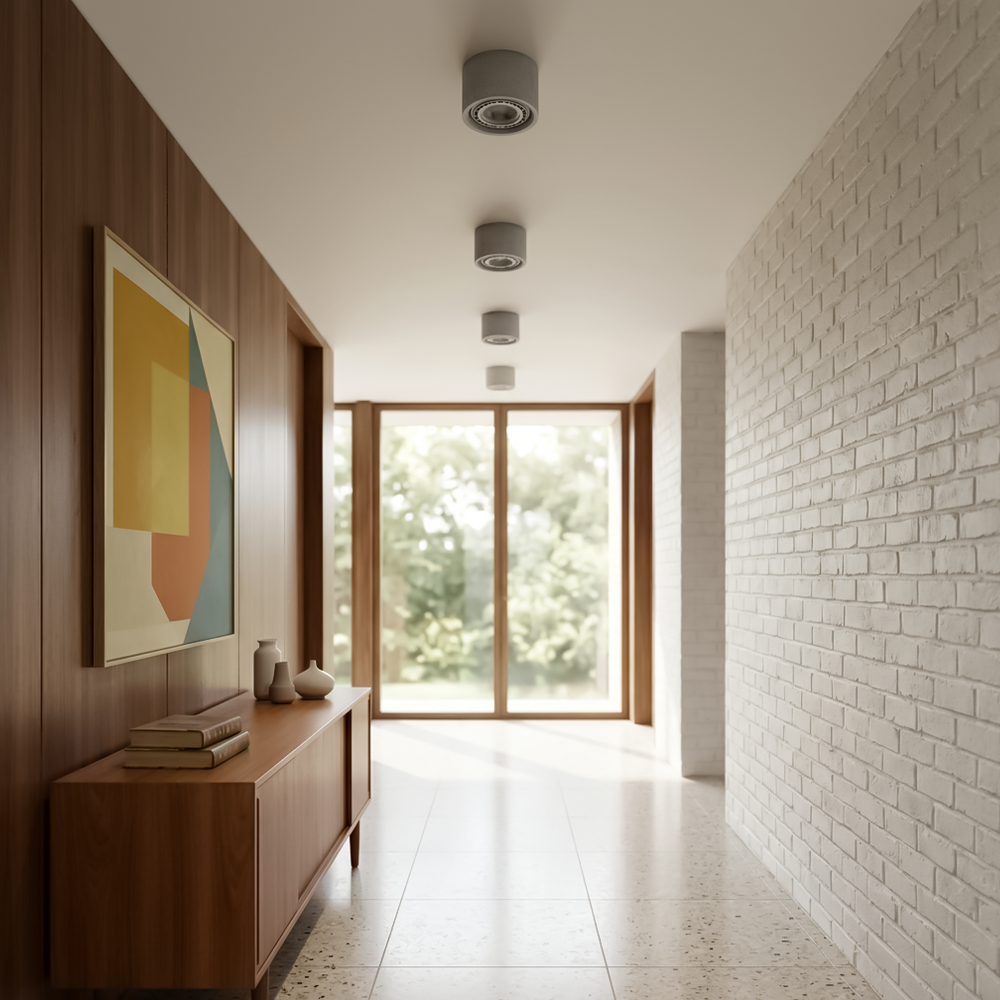 Plafonnier béton gris minimaliste salon – Modèle Orsyn