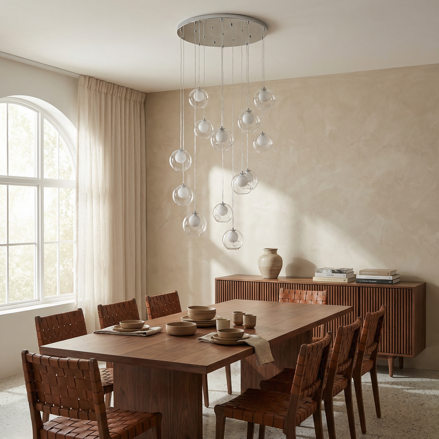 Art Déco hanglamp in ijzer voor eetkamer – Caeluxa