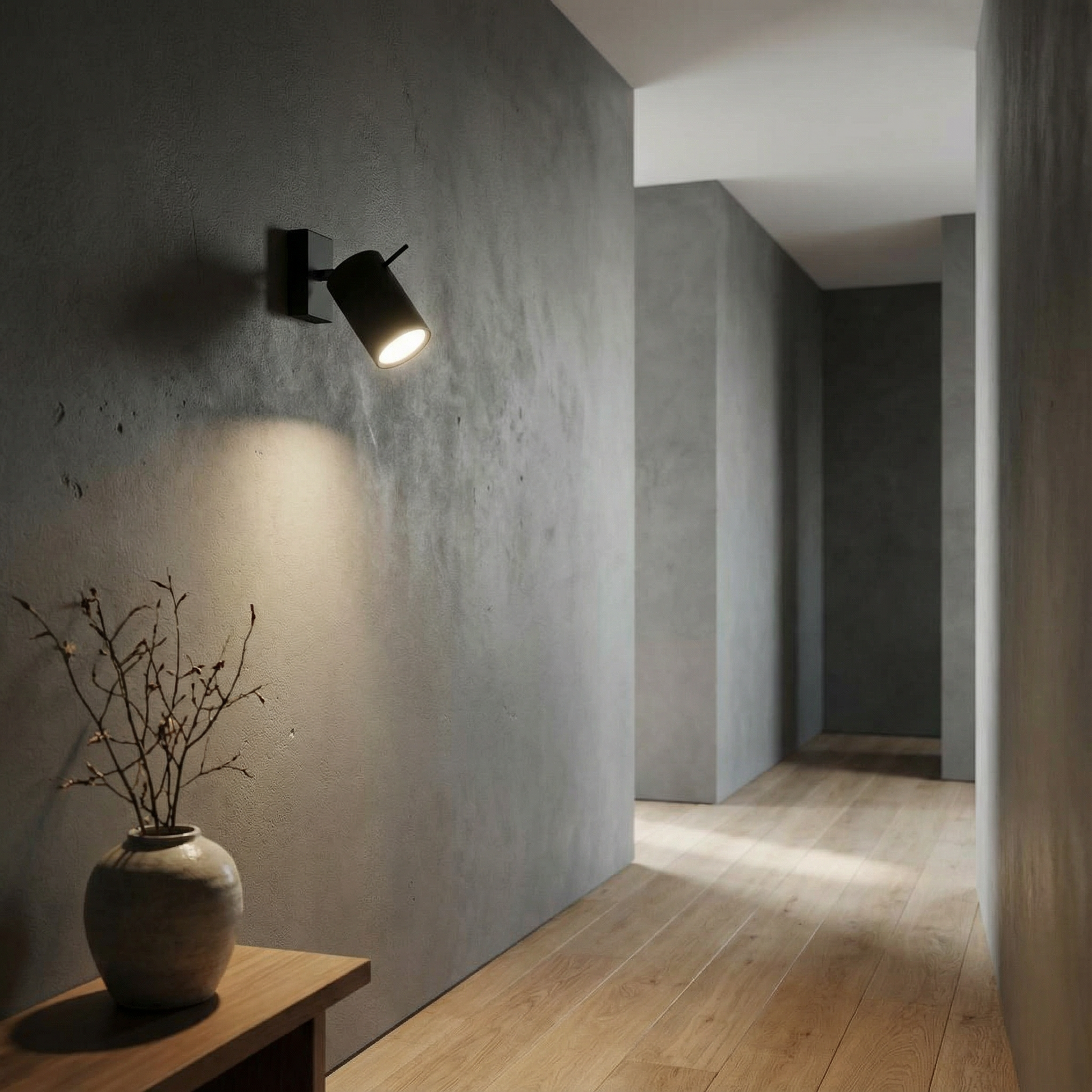 Zwarte minimalistische verstelbare wandlamp – Model Eryndra