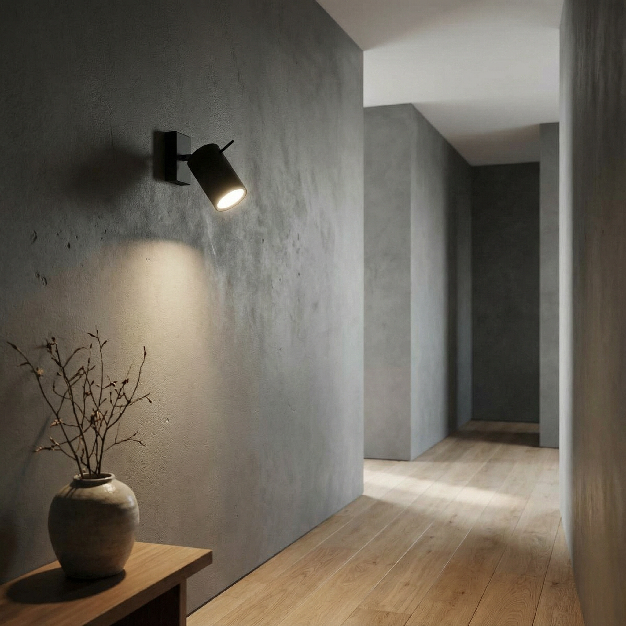 Zwarte minimalistische verstelbare wandlamp – Model Eryndra