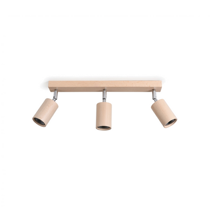 Plafonnier bois naturel scandinave 3 spots – Modèle Norveth