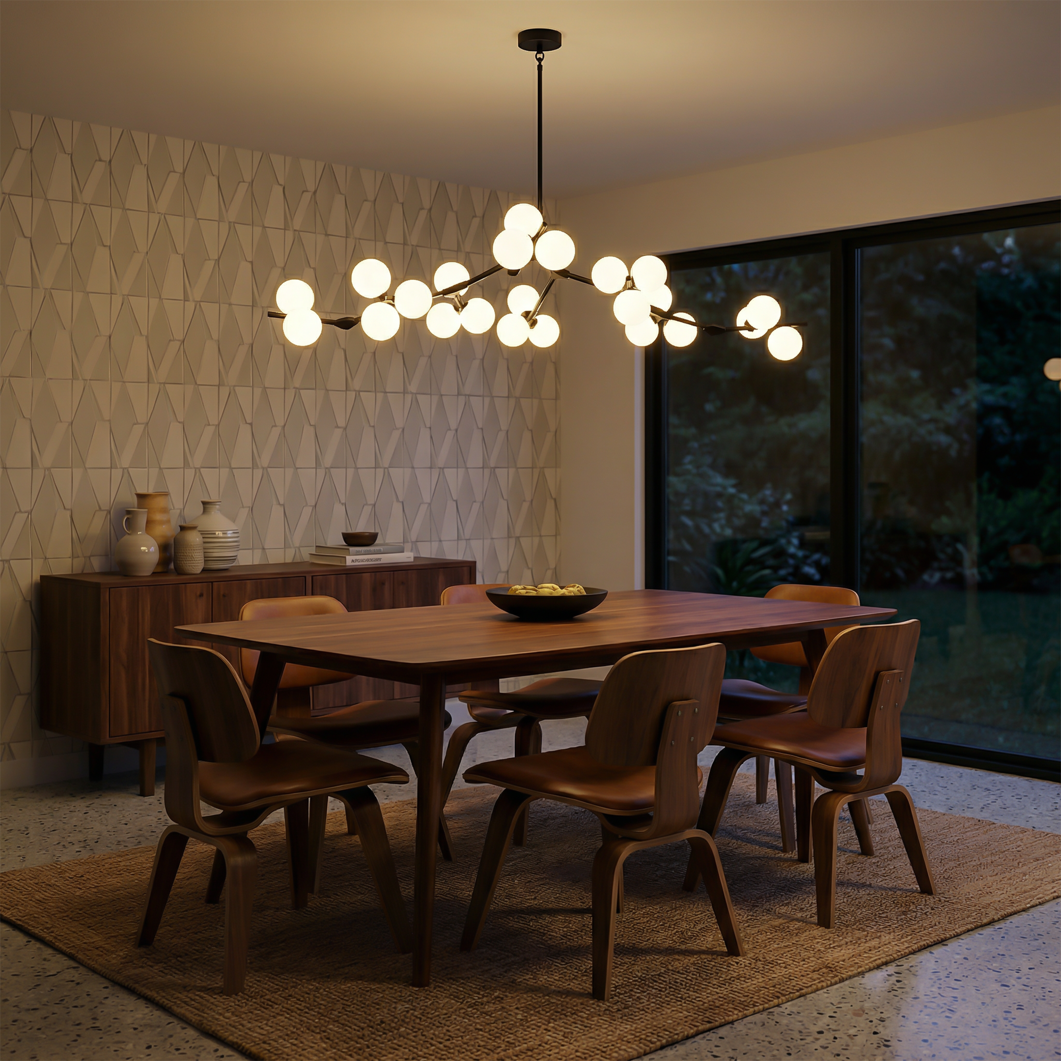 Ophanging natuurlijk design met decoratieve bollen en modulair licht – Néonix