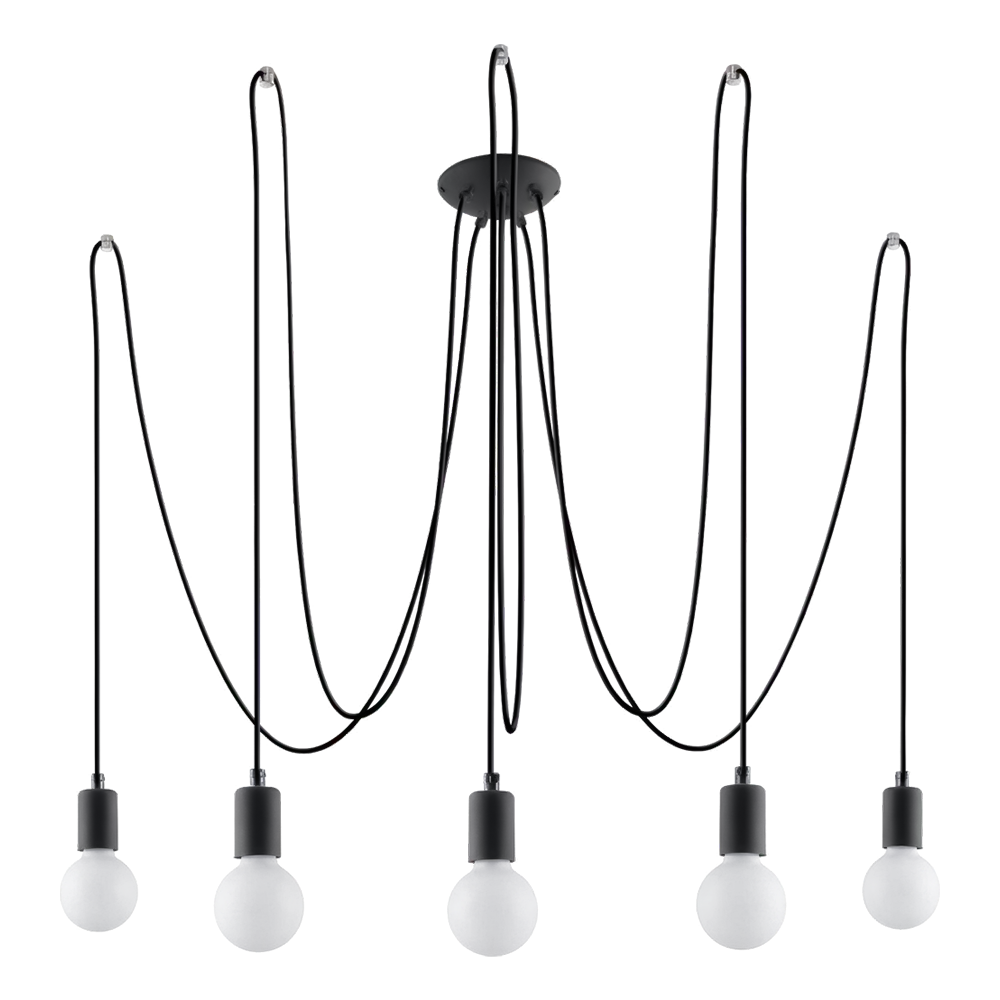 Lustre minimaliste noir 5 lampes – modèle Aethron