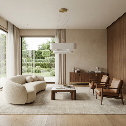 Vierkante Kroonluchter Wit Textiel Woonkamer – Model Orphéale