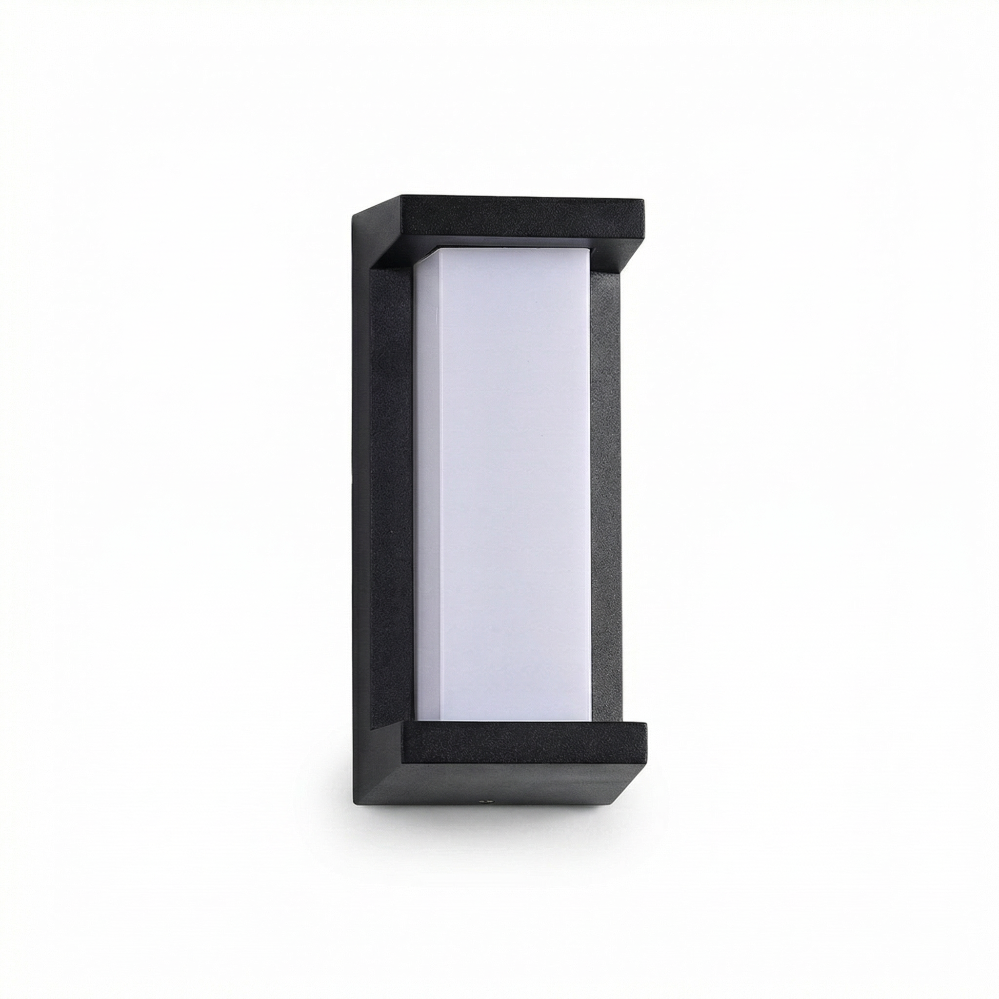 Buitenwandlamp in zwart metaal en wit glas – Novalise