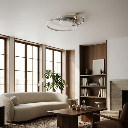 Lustre LED moderne en aluminium doré pour salon – Alumorio