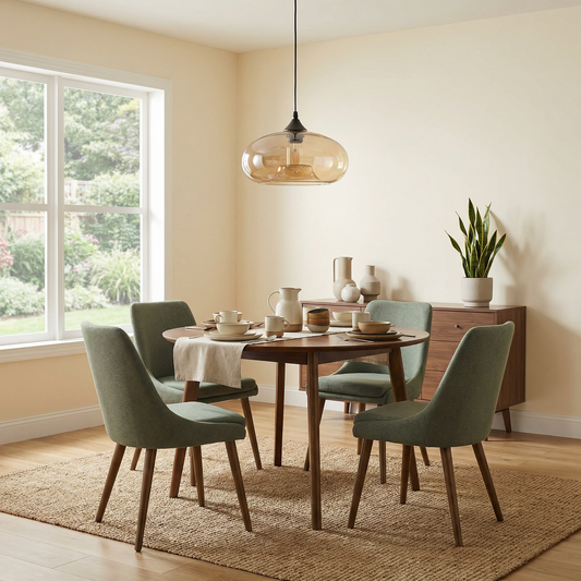 Hanglamp met ruimtelijk design en amberkleurig glas – Stella